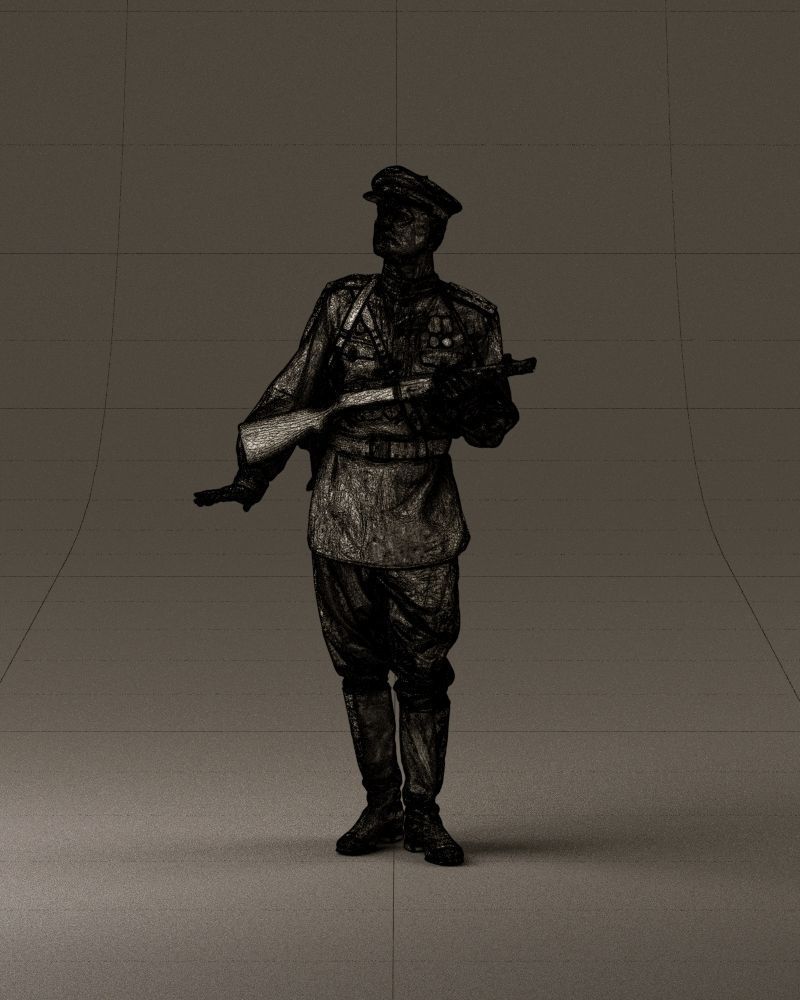 001010 man in soviet officer suit with ppsh 3D Print Ready 3D print model_34