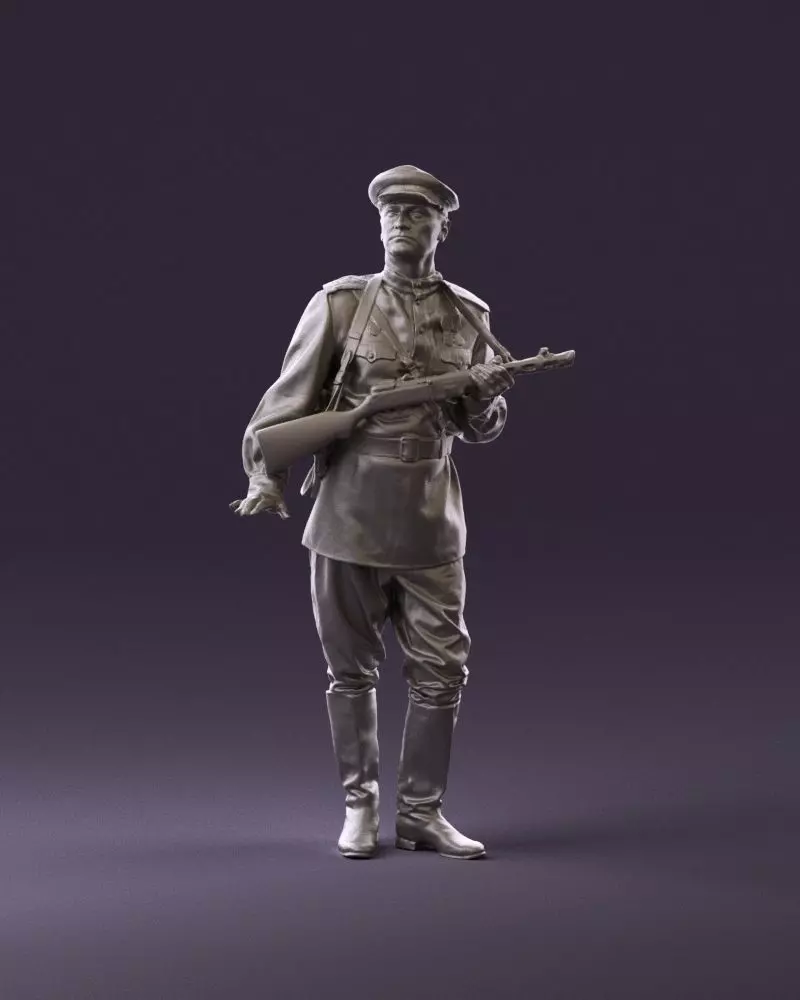 001010 man in soviet officer suit with ppsh 3D Print Ready 3D print model_0