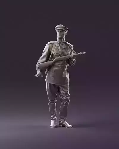 001010 man in soviet officer suit with ppsh 3D Print Ready