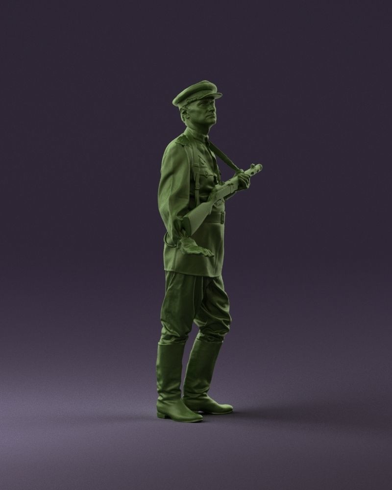001010 man in soviet officer suit with ppsh 3D Print Ready 3D print model_15