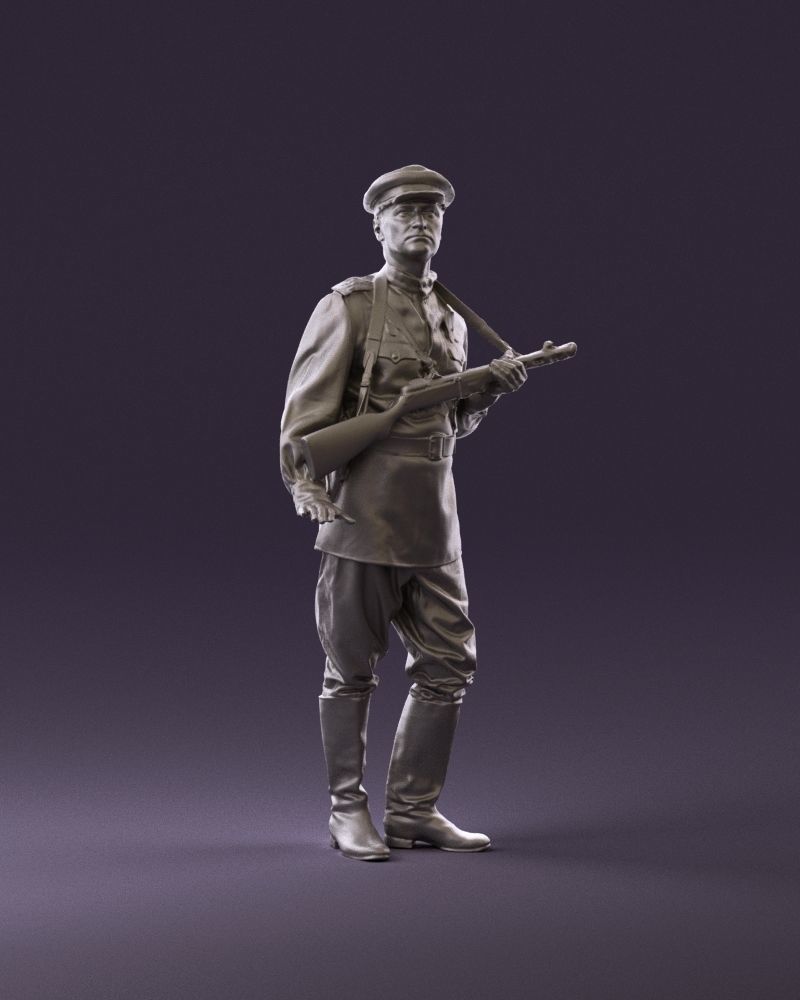 001010 man in soviet officer suit with ppsh 3D Print Ready 3D print model_2