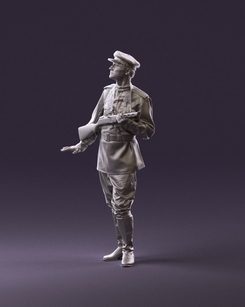 001010 man in soviet officer suit with ppsh 3D Print Ready 3D print model_9