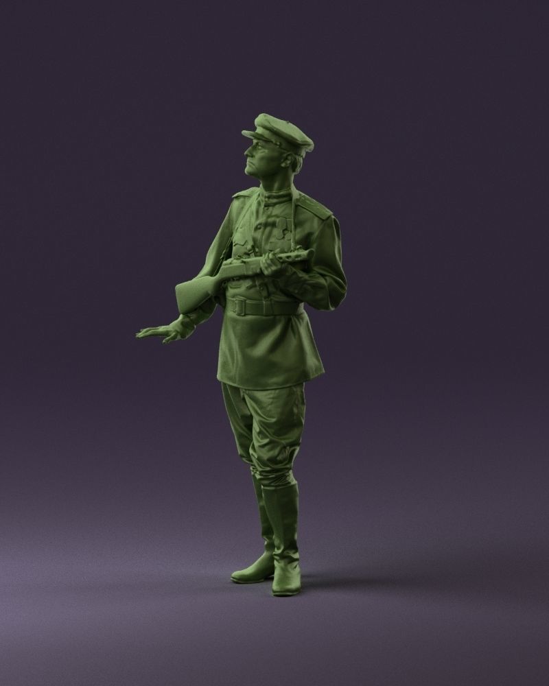001010 man in soviet officer suit with ppsh 3D Print Ready 3D print model_21