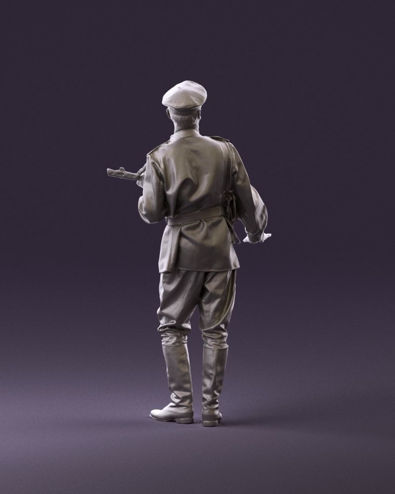 001010 man in soviet officer suit with ppsh 3D Print Ready 3D print model_6