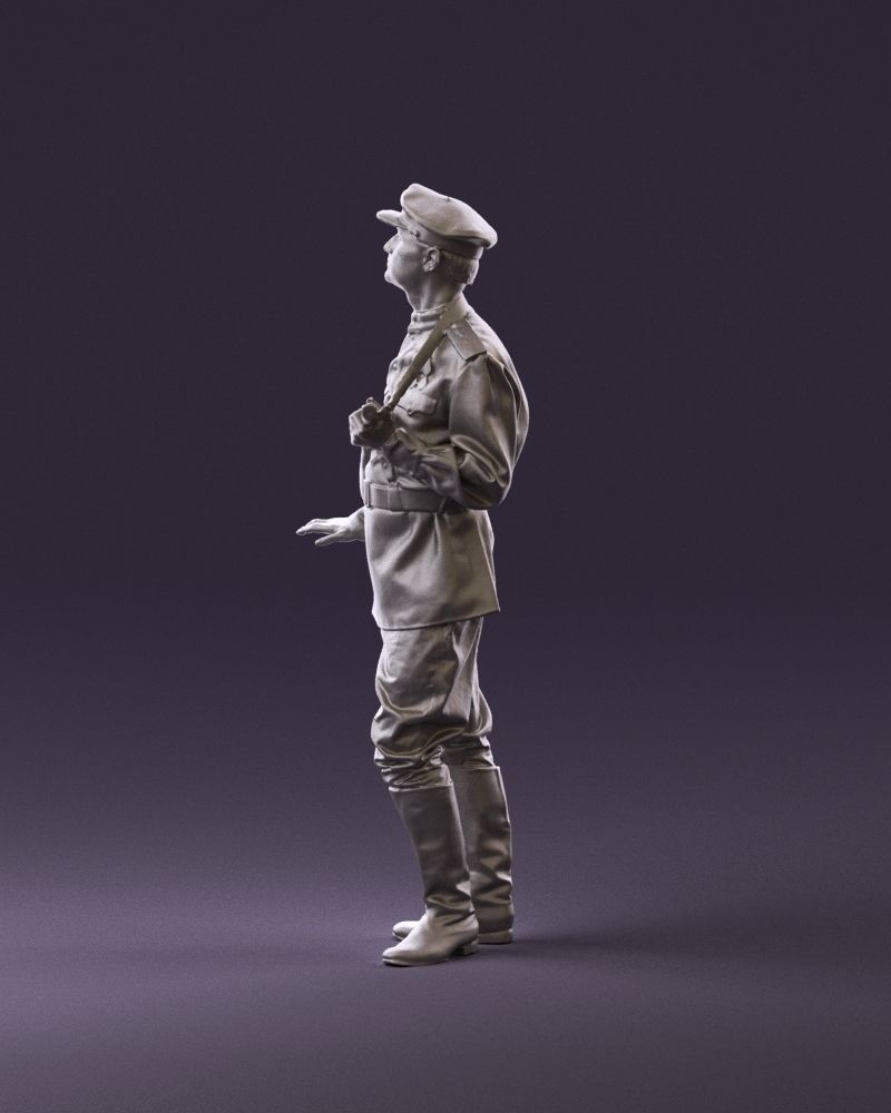 001010 man in soviet officer suit with ppsh 3D Print Ready 3D print model_8
