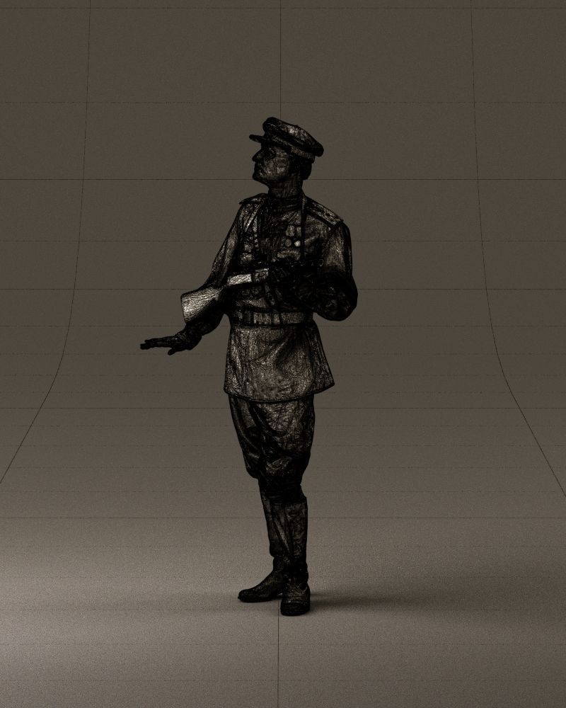 001010 man in soviet officer suit with ppsh 3D Print Ready 3D print model_33