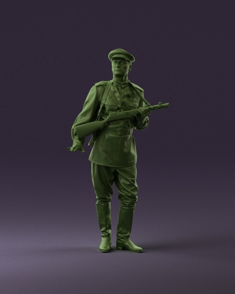 001010 man in soviet officer suit with ppsh 3D Print Ready 3D print model_12
