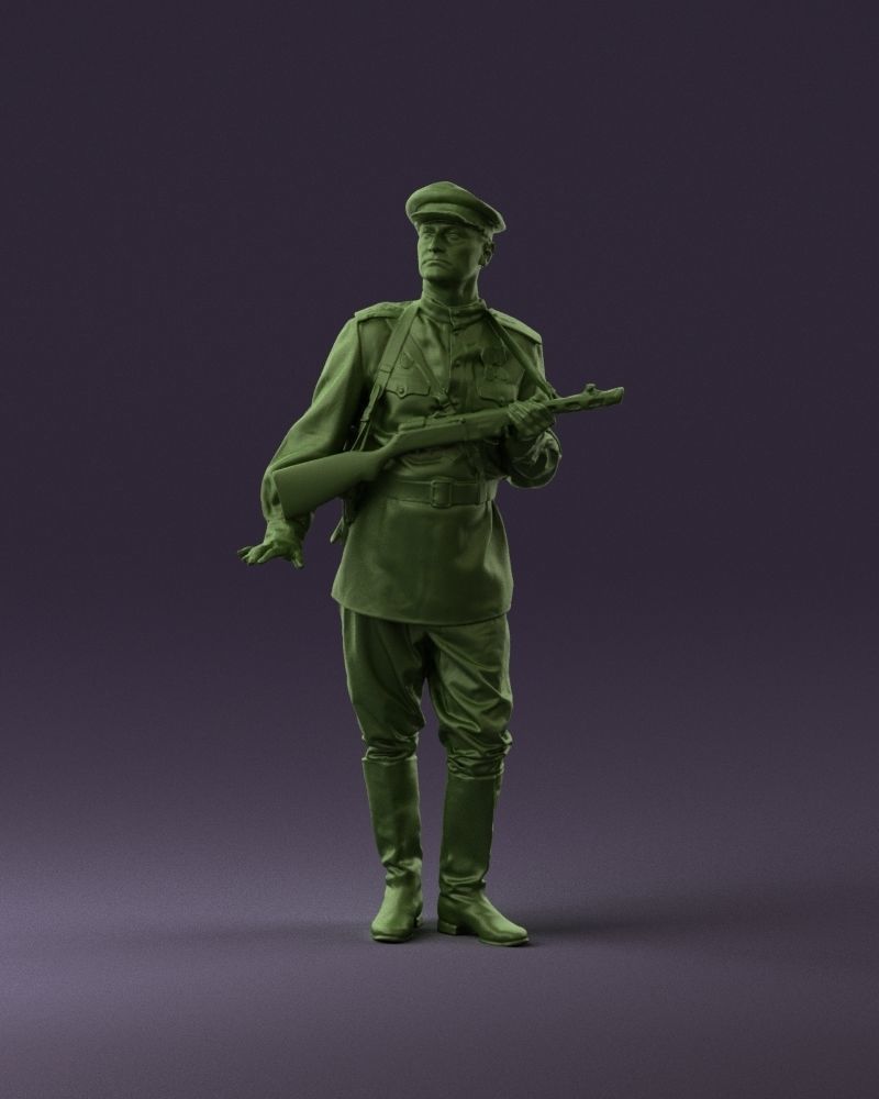 001010 man in soviet officer suit with ppsh 3D Print Ready 3D print model_23