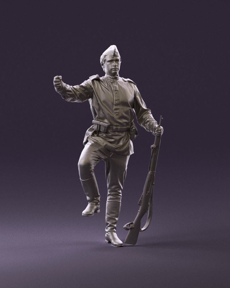 001011 man in sov soldier with mosin sniper rifle 3D Print Ready 3D print model_2