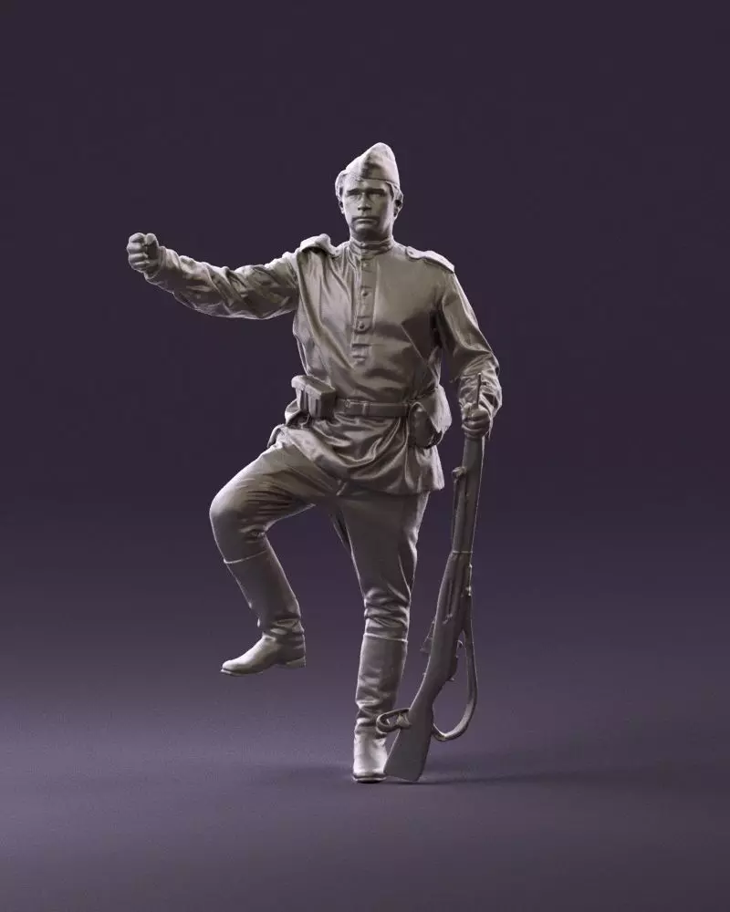 001011 man in sov soldier with mosin sniper rifle 3D Print Ready 3D print model_0