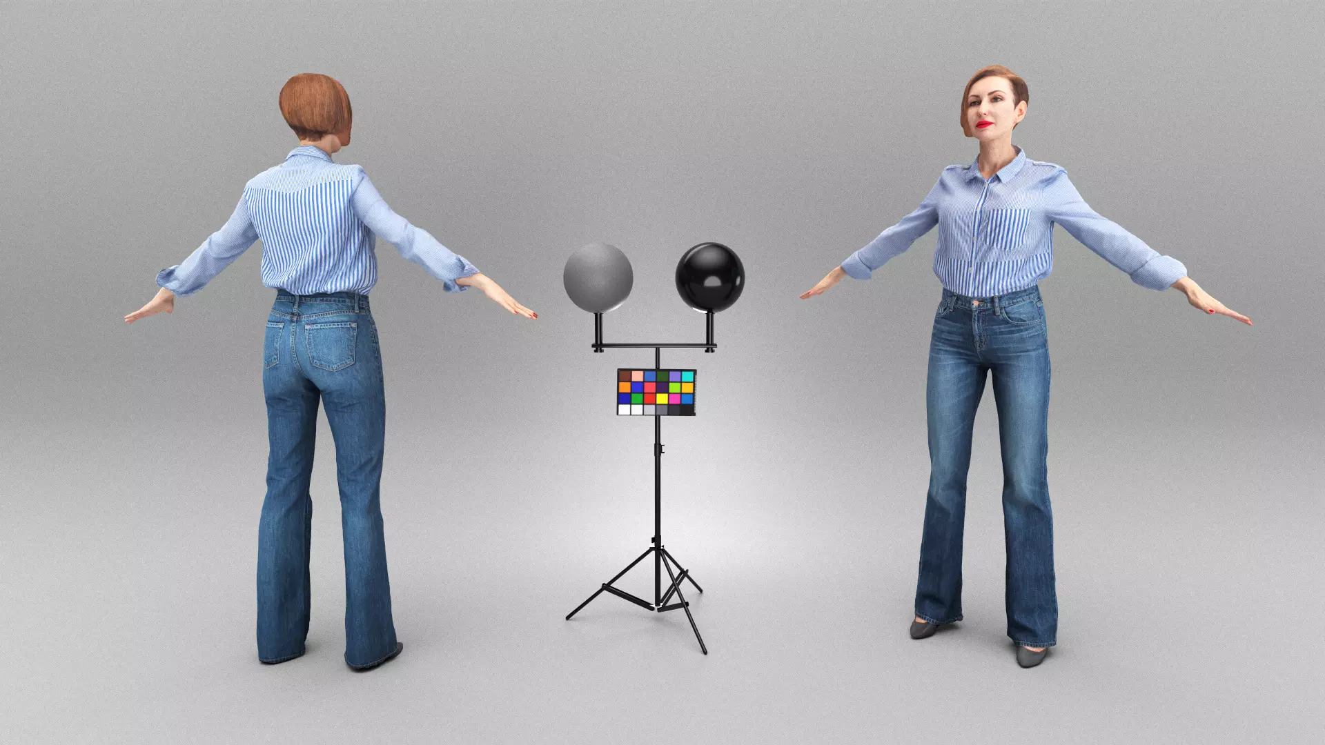 Attractive woman in jeans ready for animation 346 Low-poly 3D model_0