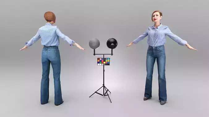 Attractive woman in jeans ready for animation 346 Low-poly 3D model