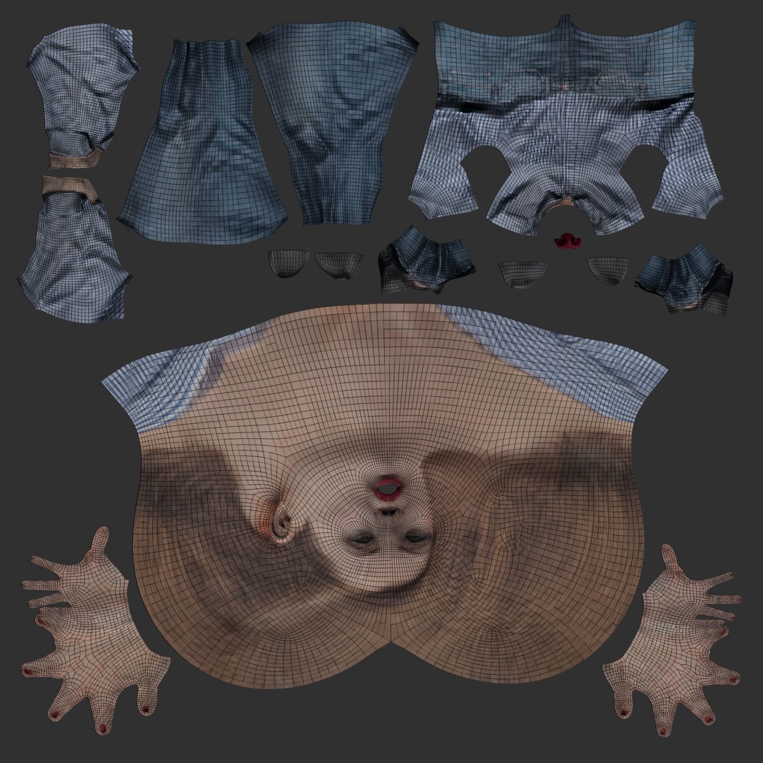 Attractive woman in jeans ready for animation 346 Low-poly 3D model_8