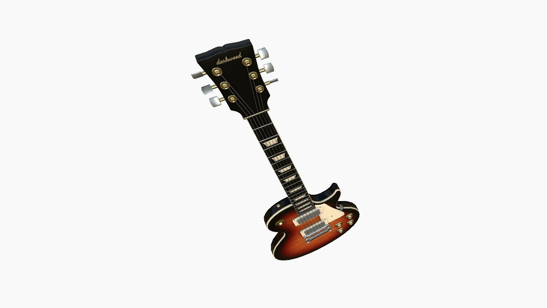 Electric Guitar C01 Dark Wood - Music Instrument Design Low-poly 3D model_3