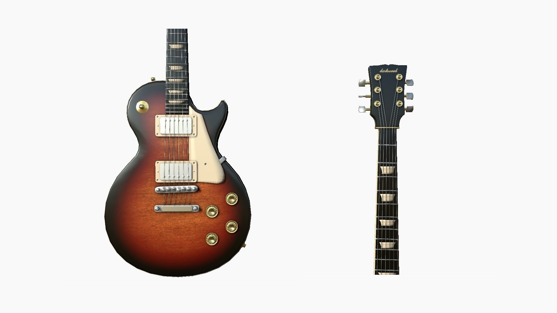 Electric Guitar C01 Dark Wood - Music Instrument Design Low-poly 3D model_5