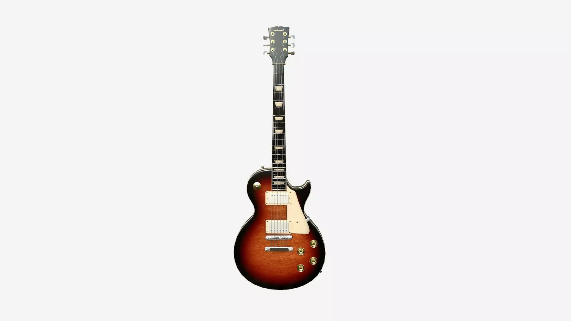 Electric Guitar C01 Dark Wood - Music Instrument Design Low-poly 3D model_0