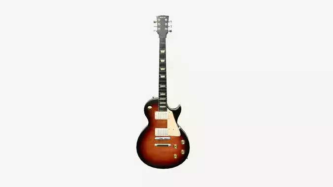 Electric Guitar C01 Dark Wood - Music Instrument Design Low-poly 3D model