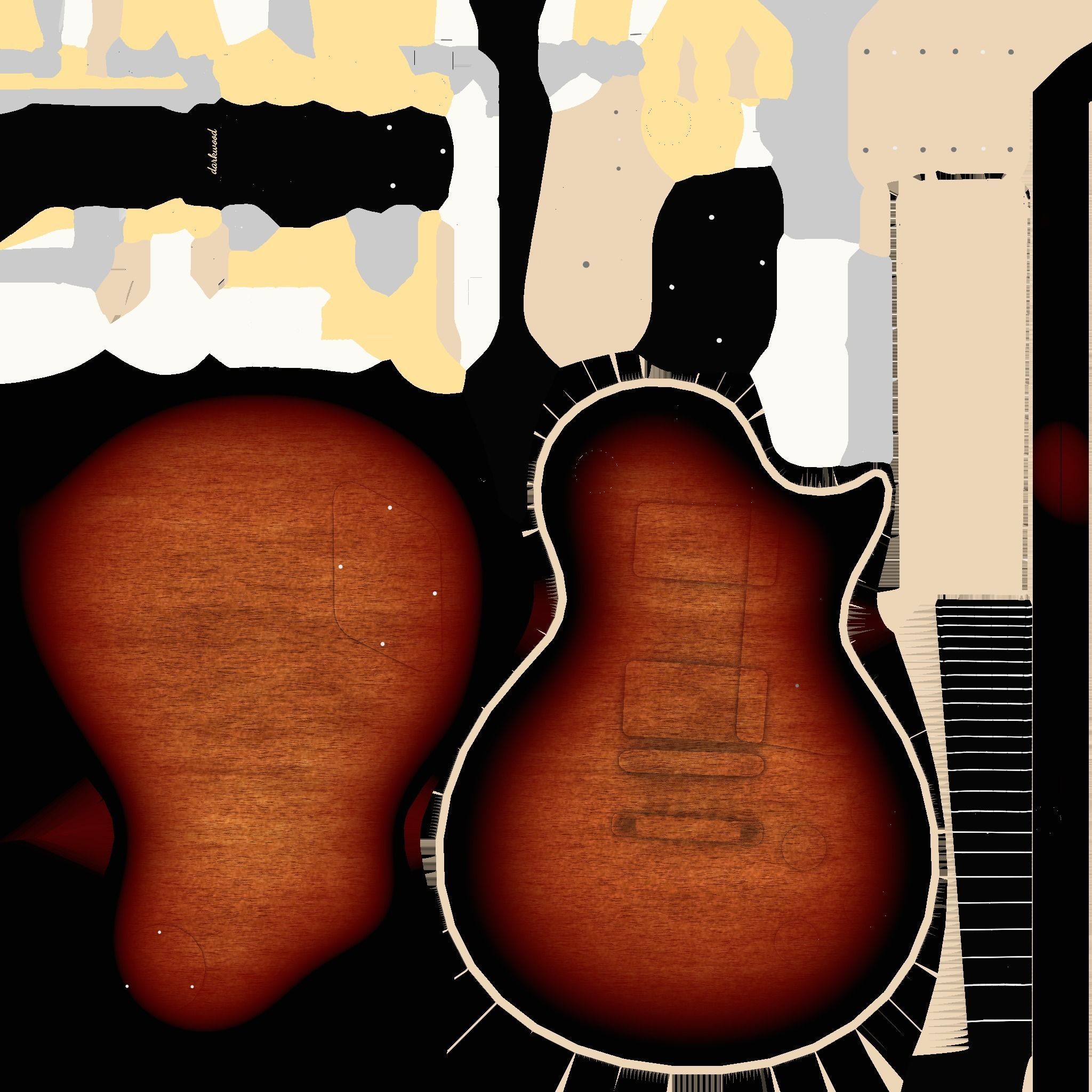 Electric Guitar C01 Dark Wood - Music Instrument Design Low-poly 3D model_20