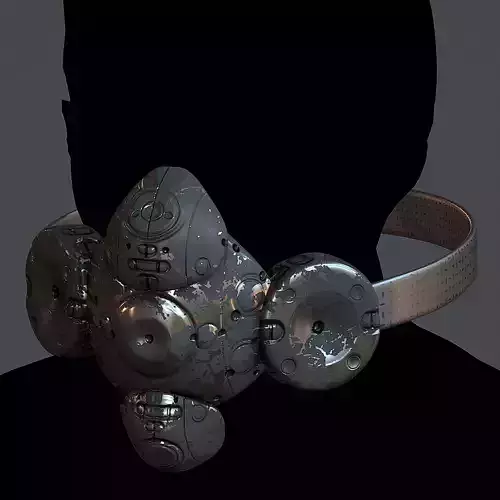Gas mask helmet 3d model scifi Low-poly 