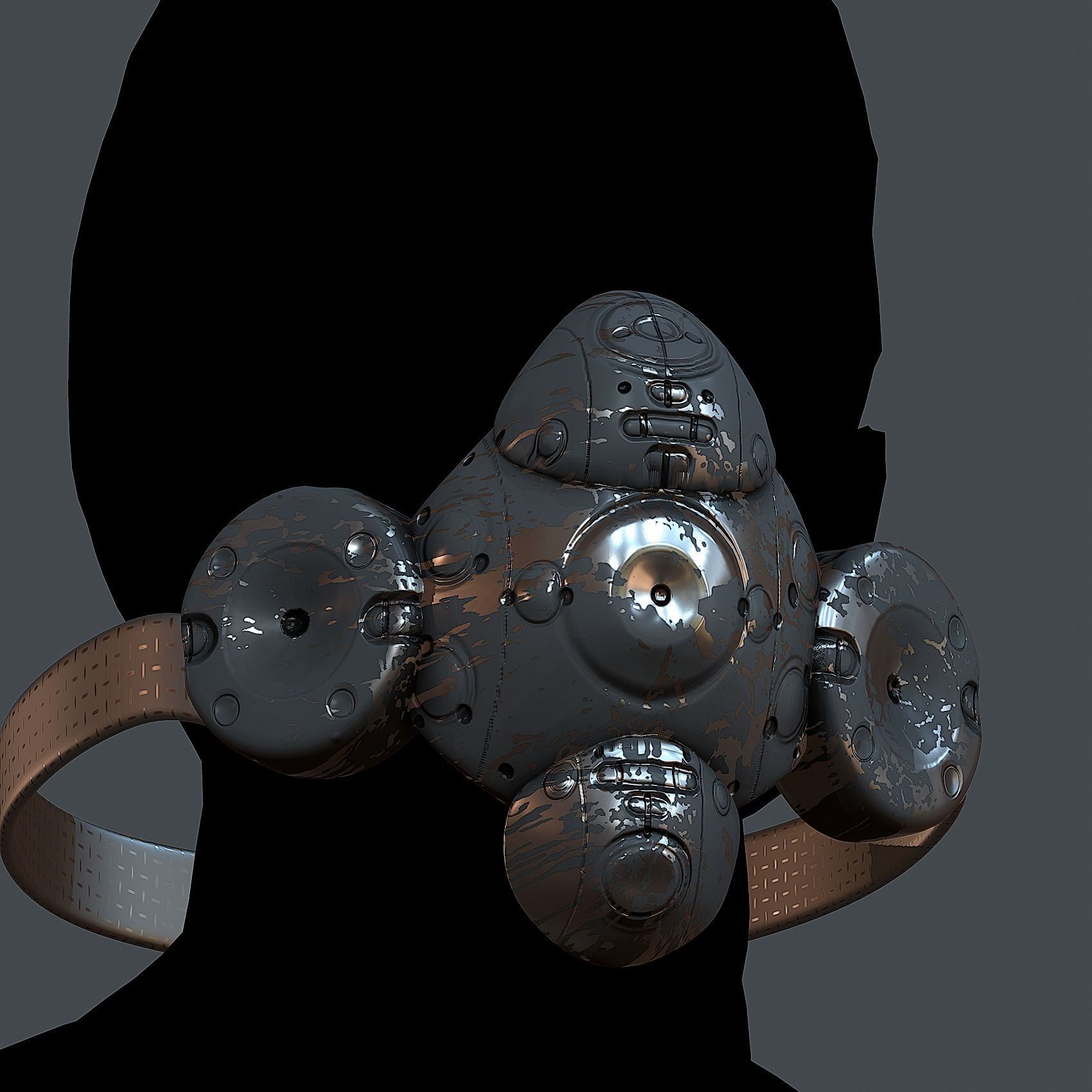 Gas mask helmet 3d model scifi Low-poly Low-poly 3D model_2