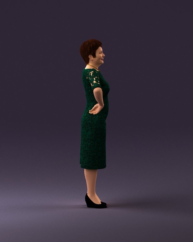 001015 woman in green pattern dress 3D Print Ready 3D print model_16