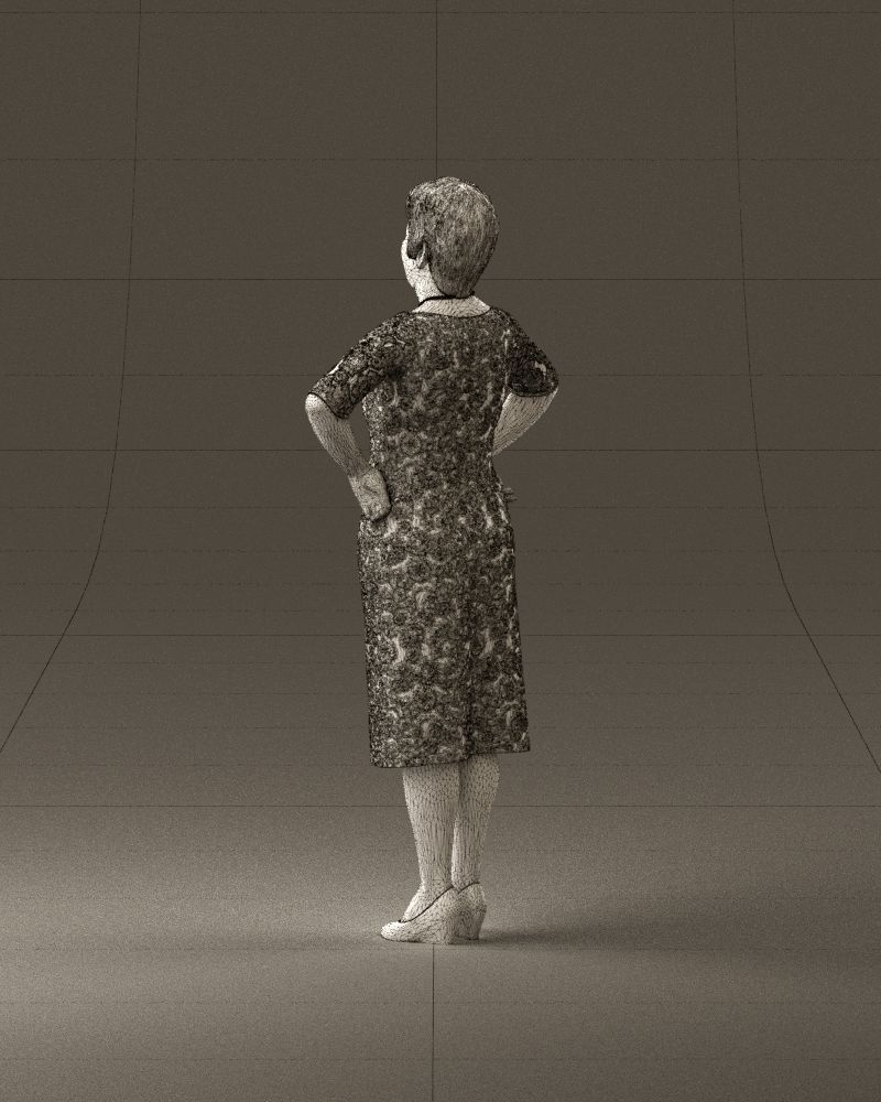 001015 woman in green pattern dress 3D Print Ready 3D print model_31