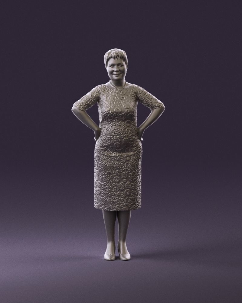 001015 woman in green pattern dress 3D Print Ready 3D print model_1