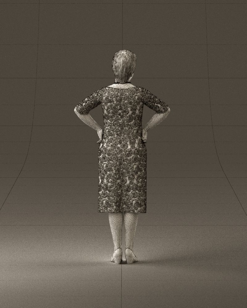 001015 woman in green pattern dress 3D Print Ready 3D print model_30