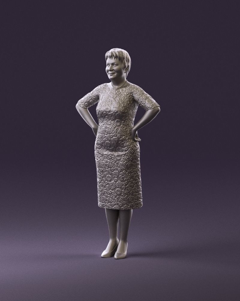 001015 woman in green pattern dress 3D Print Ready 3D print model_10