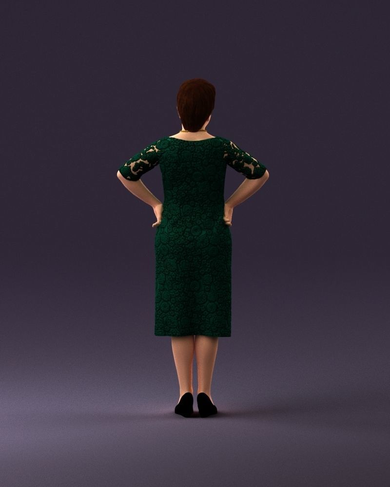 001015 woman in green pattern dress 3D Print Ready 3D print model_18
