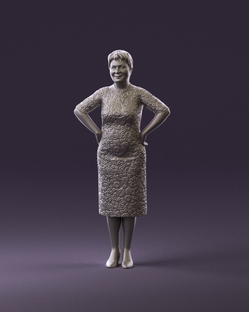 001015 woman in green pattern dress 3D Print Ready 3D print model_11
