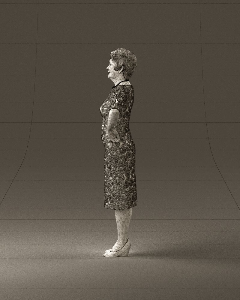 001015 woman in green pattern dress 3D Print Ready 3D print model_32