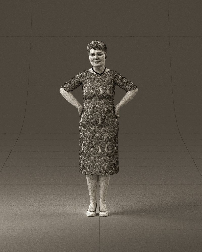 001015 woman in green pattern dress 3D Print Ready 3D print model_24