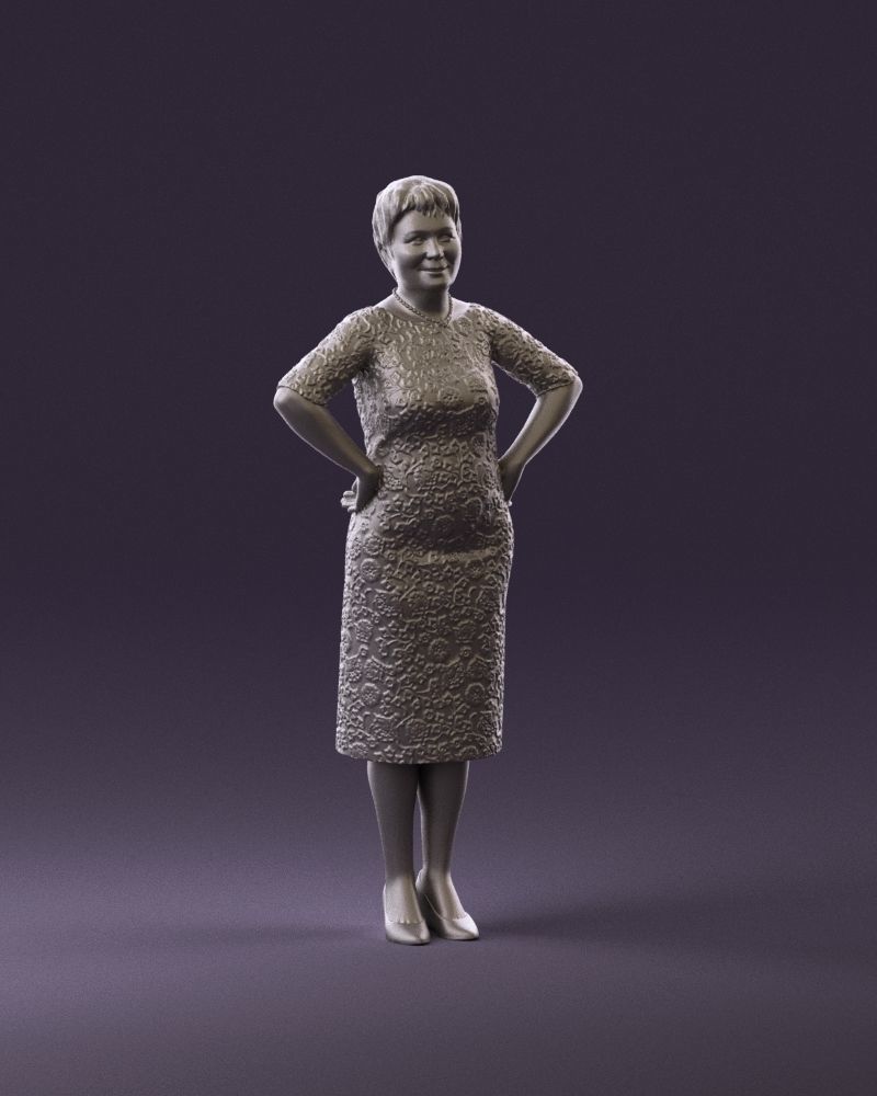 001015 woman in green pattern dress 3D Print Ready 3D print model_2