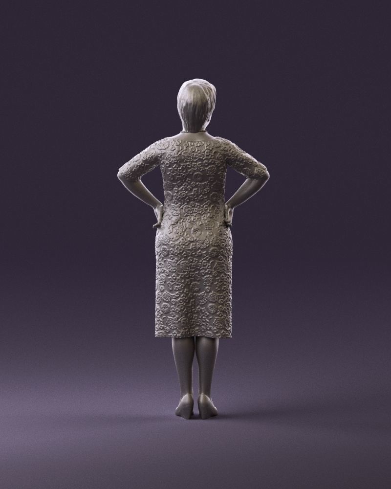 001015 woman in green pattern dress 3D Print Ready 3D print model_6