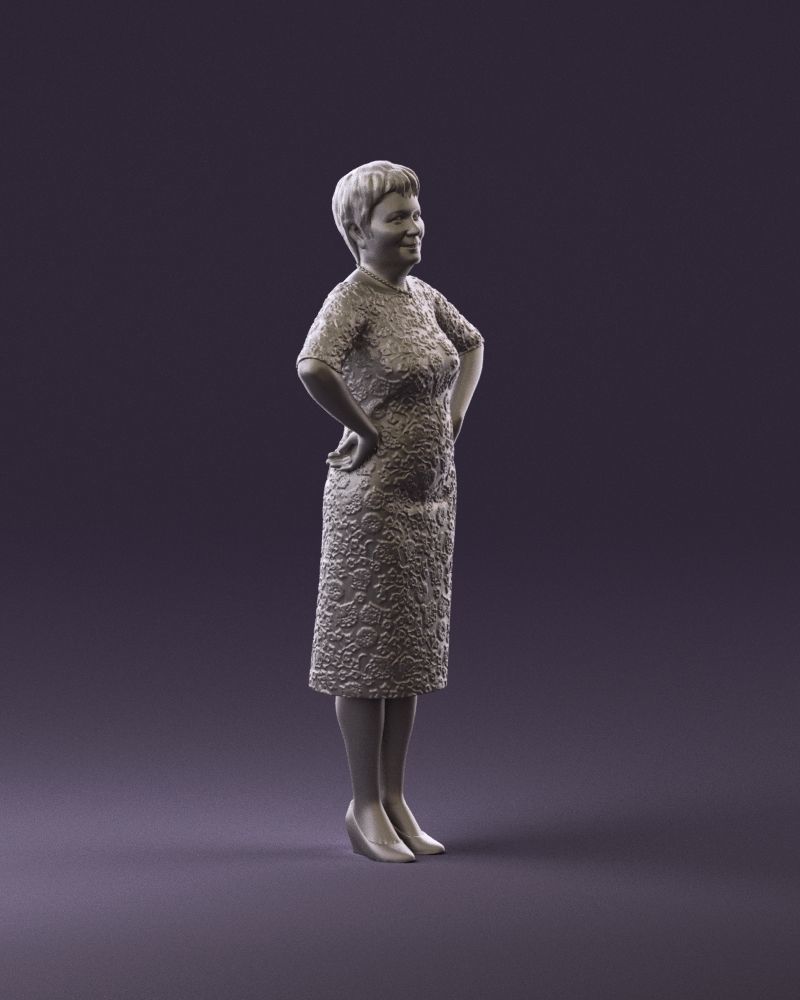 001015 woman in green pattern dress 3D Print Ready 3D print model_3