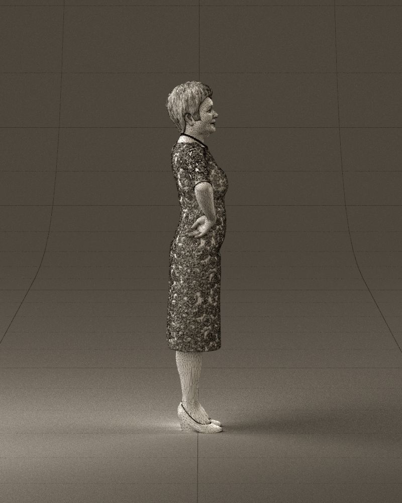 001015 woman in green pattern dress 3D Print Ready 3D print model_28