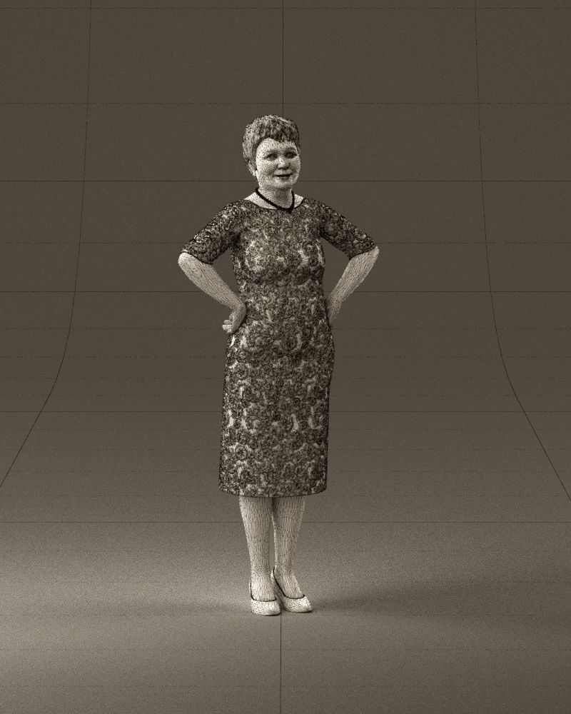 001015 woman in green pattern dress 3D Print Ready 3D print model_26