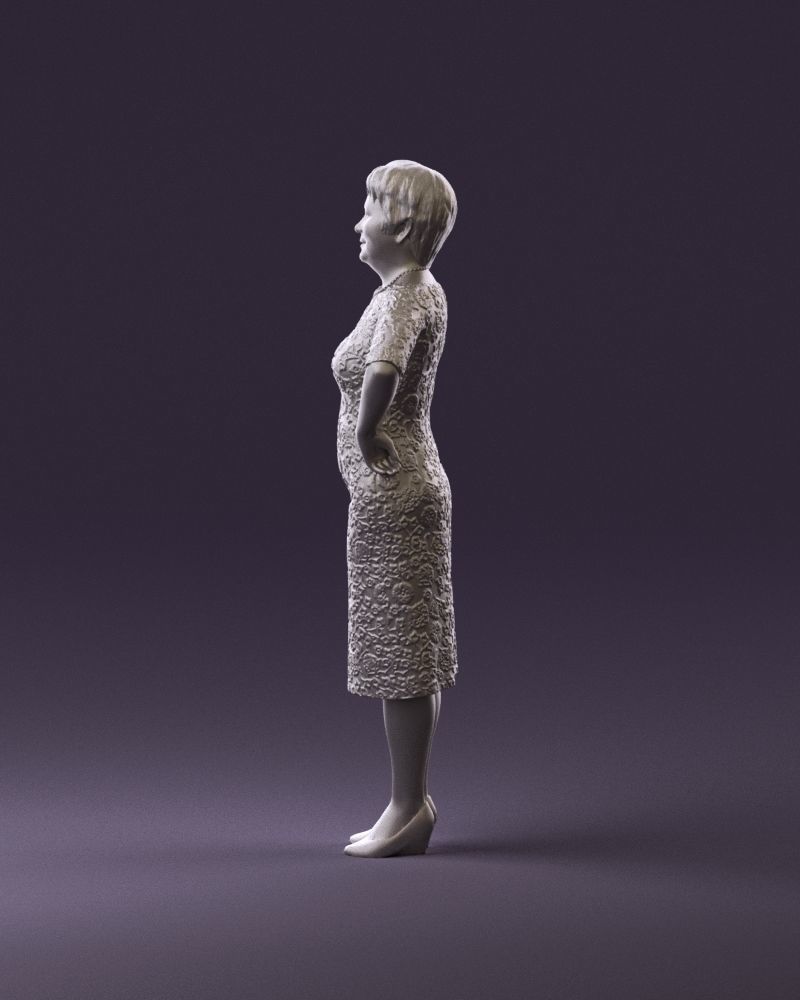 001015 woman in green pattern dress 3D Print Ready 3D print model_8