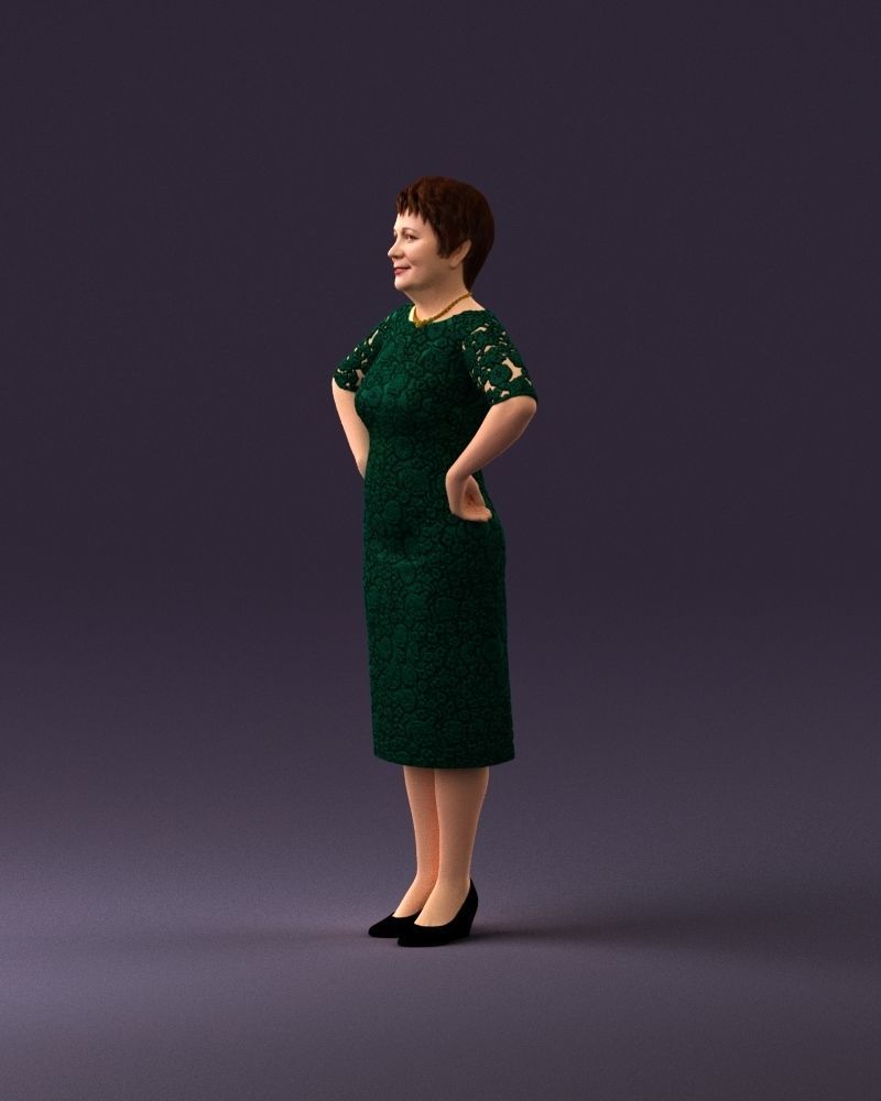 001015 woman in green pattern dress 3D Print Ready 3D print model_21