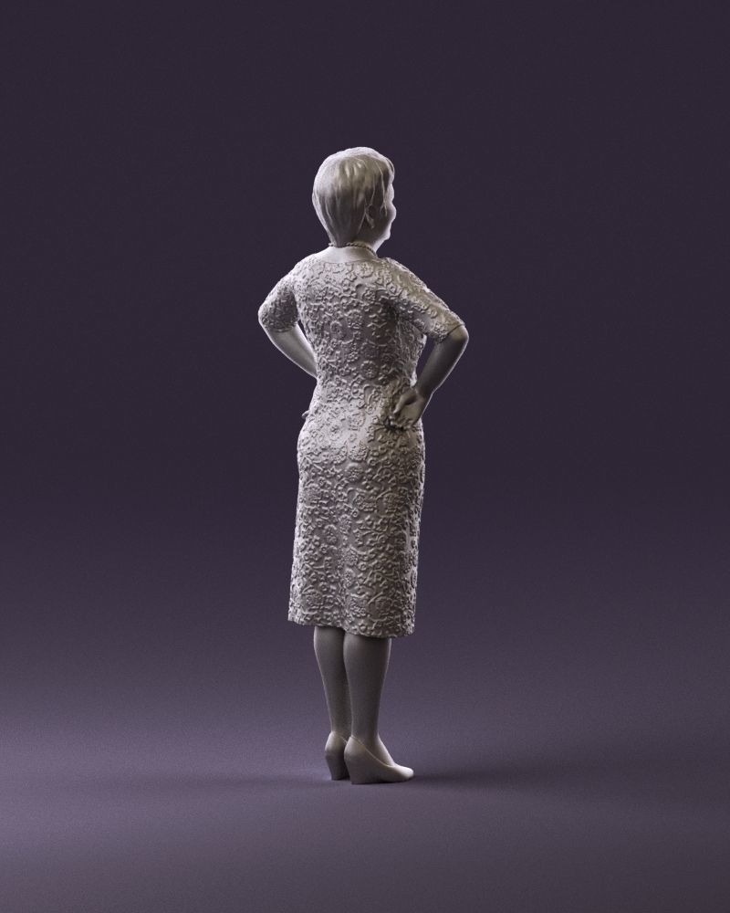 001015 woman in green pattern dress 3D Print Ready 3D print model_5