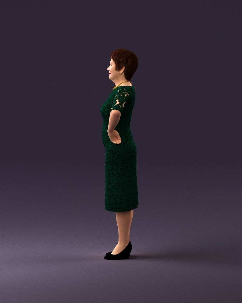 001015 woman in green pattern dress 3D Print Ready 3D print model_20