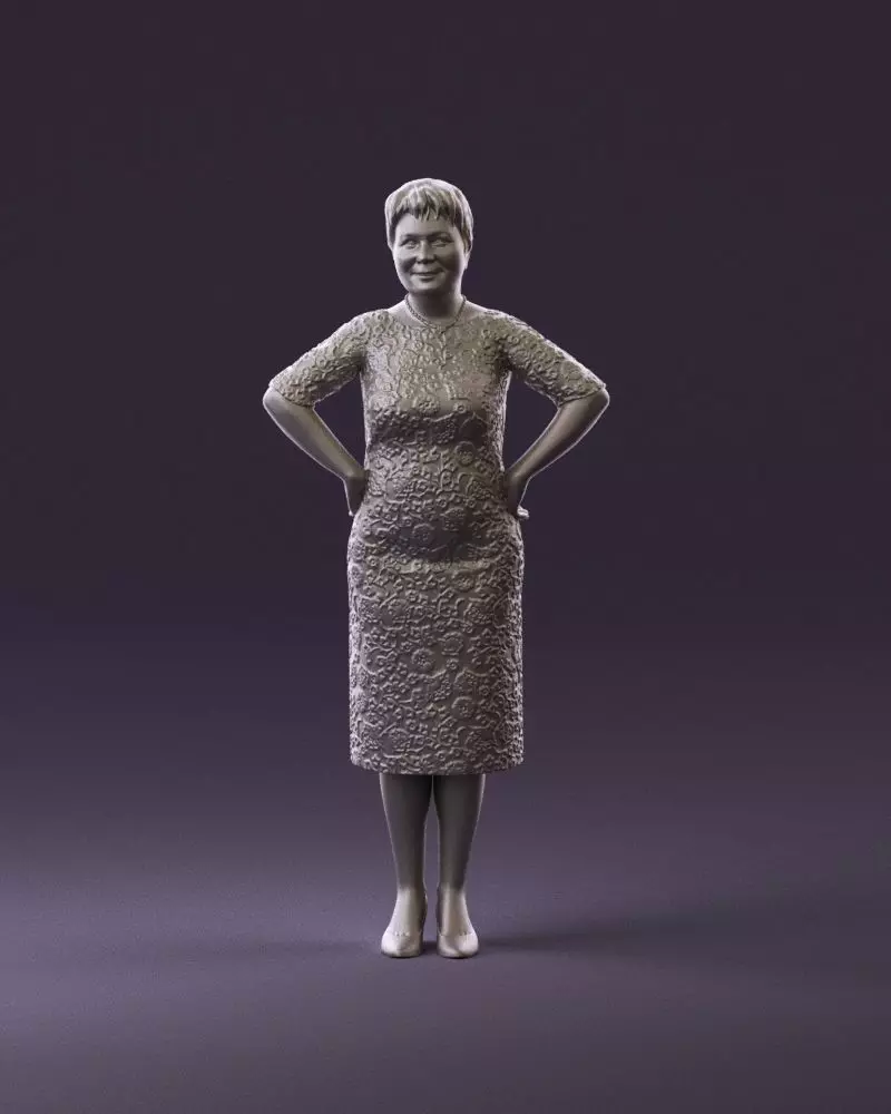 001015 Woman in Green Dress with Hands on Hips Figurine 3D print model
