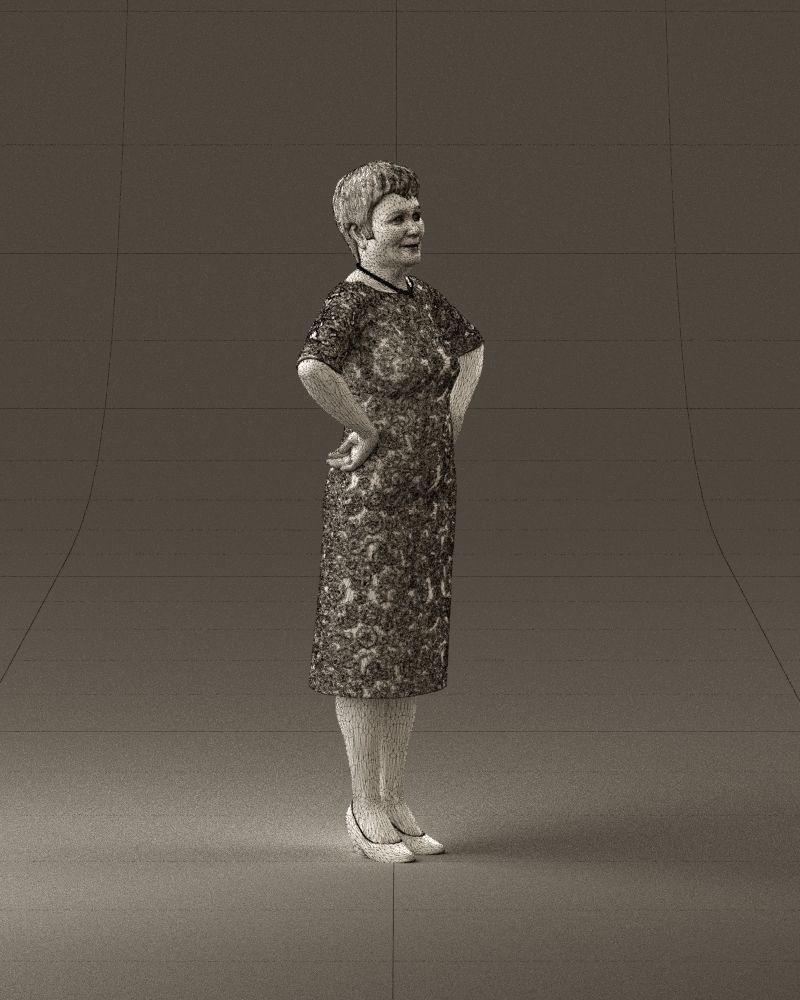 001015 woman in green pattern dress 3D Print Ready 3D print model_27