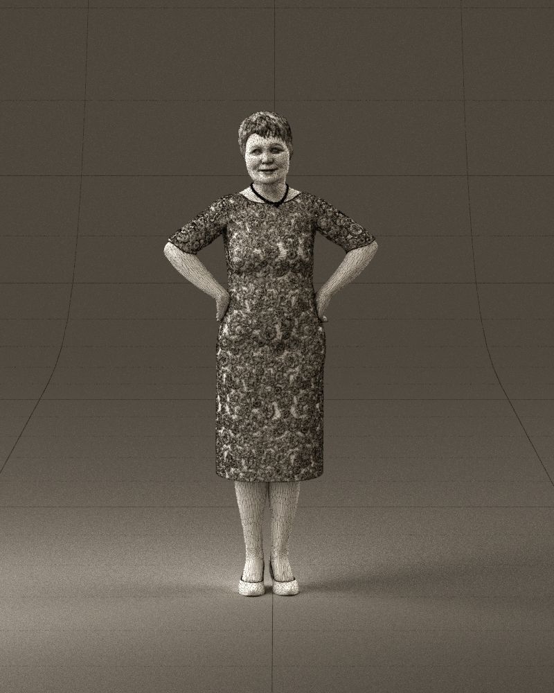 001015 woman in green pattern dress 3D Print Ready 3D print model_25