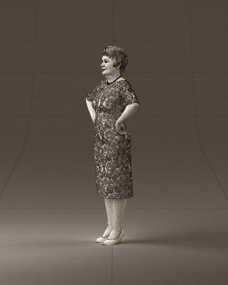 001015 woman in green pattern dress 3D Print Ready 3D print model_33