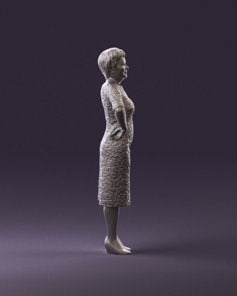 001015 woman in green pattern dress 3D Print Ready 3D print model_4