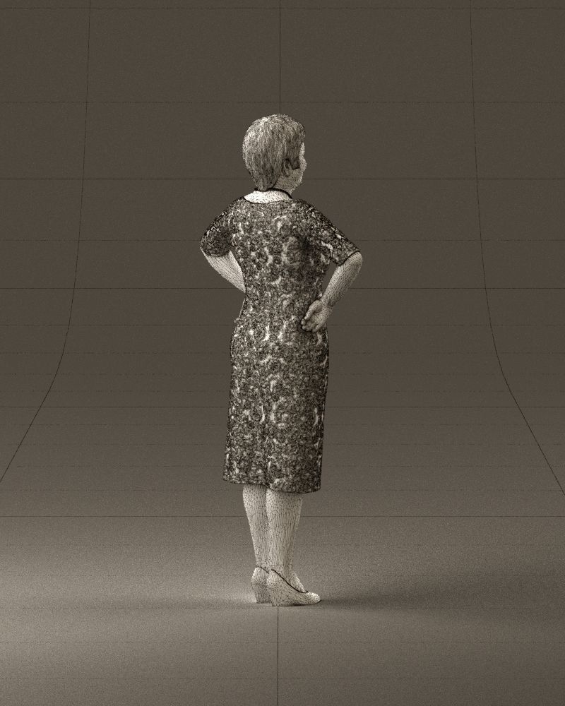 001015 woman in green pattern dress 3D Print Ready 3D print model_29