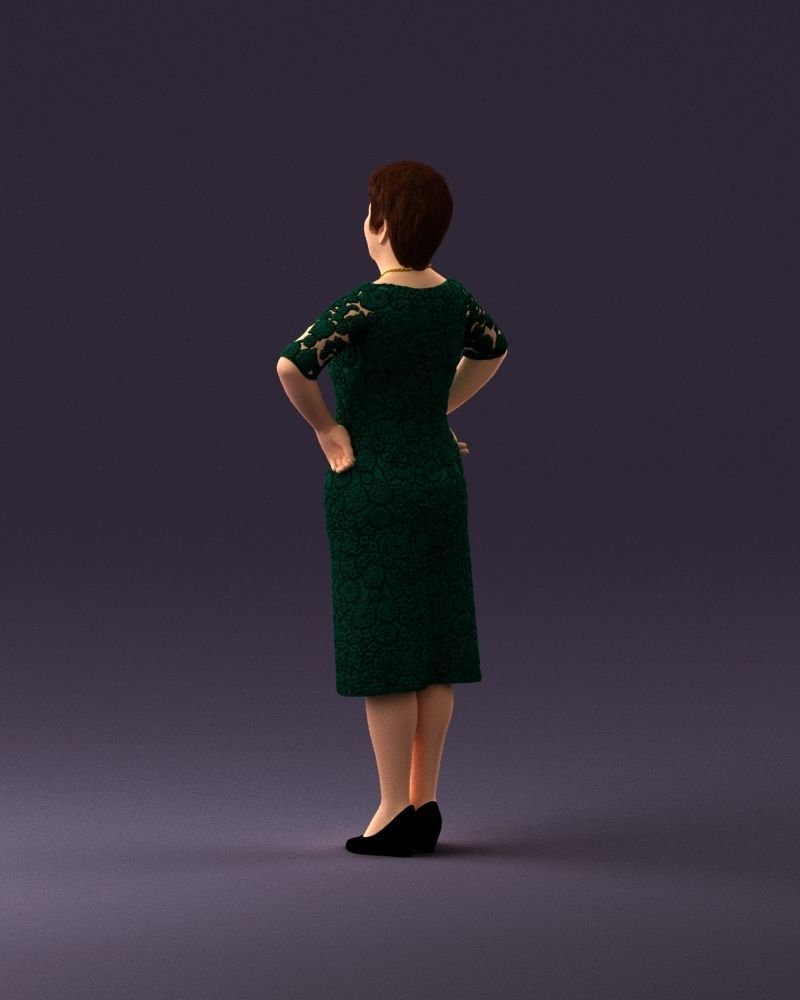 001015 woman in green pattern dress 3D Print Ready 3D print model_19