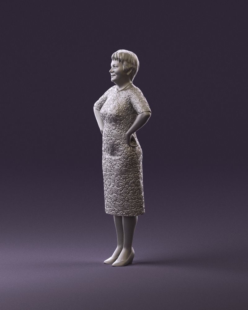 001015 woman in green pattern dress 3D Print Ready 3D print model_9